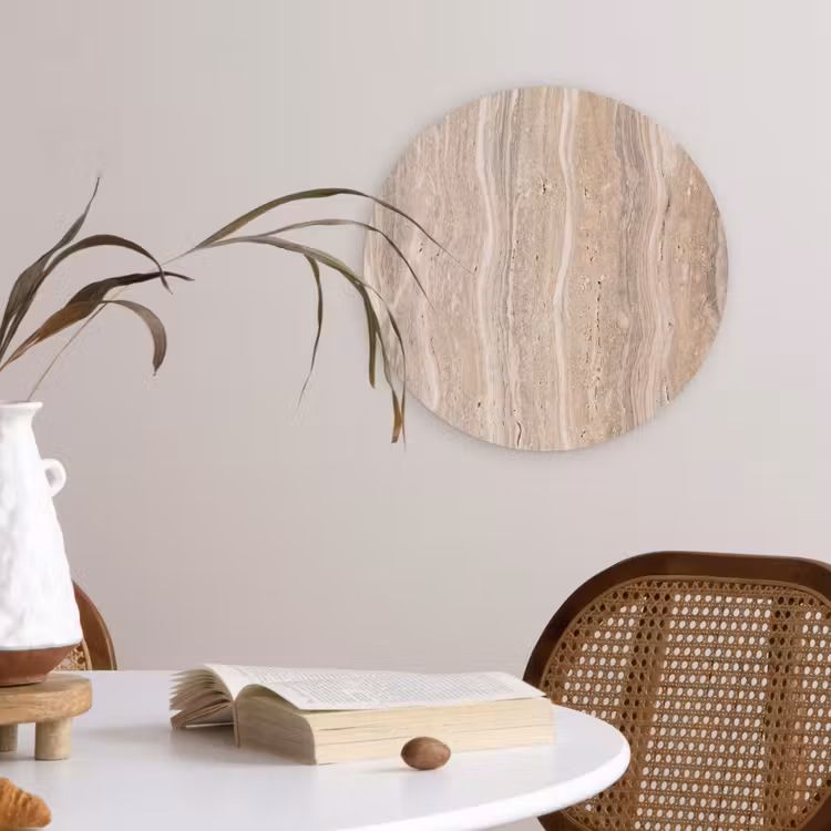 Steen - Patroon - Textuur - Natuurlijk - Beige Wandcirkel kunststof plaat 5mm dik klein -sfeer4