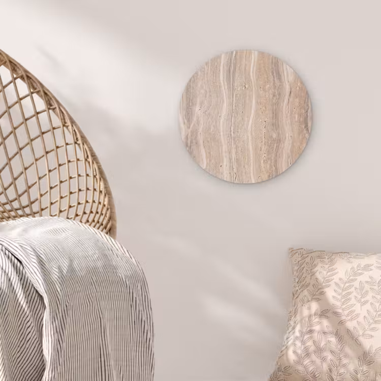 Steen - Patroon - Textuur - Natuurlijk - Beige Wandcirkel kunststof plaat 5mm dik klein -sfeer5