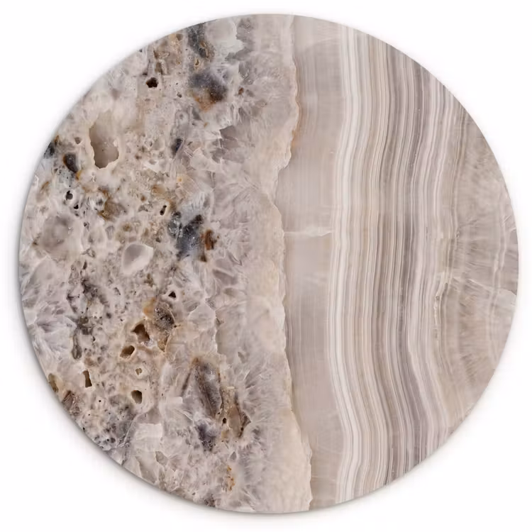 Steen - Textuur - Abstract - Beige - Wit Wandcirkel kunststof plaat 5mm dik klein -3d