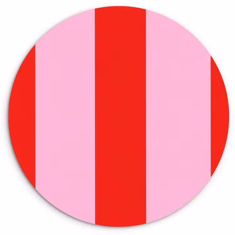 Strepen - Klassiek - Roze Wandcirkel kunststof plaat 5mm dik klein 188 -3d