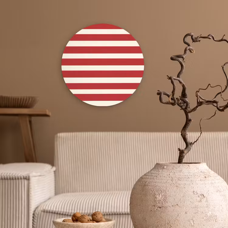Strepen - Patroon - Rood Wandcirkel kunststof plaat 5mm dik klein 188 -sfeer1