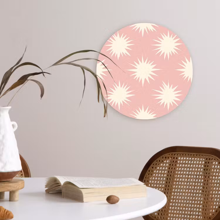 Zonnen - Patroon - Roze Wandcirkel kunststof plaat 5mm dik klein 188 -sfeer4