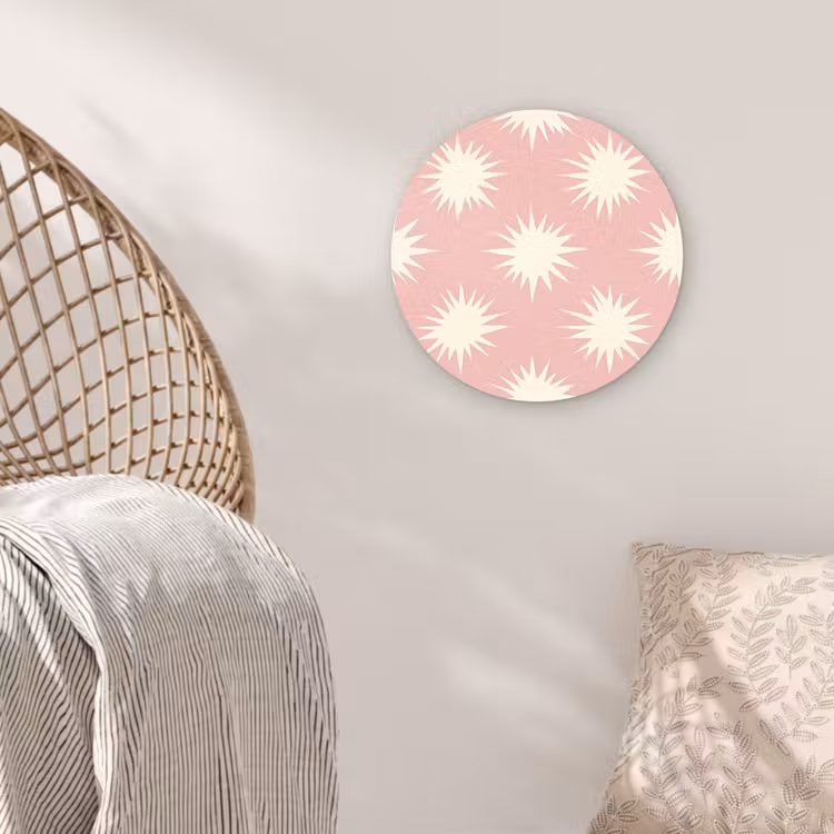 Zonnen - Patroon - Roze Wandcirkel kunststof plaat 5mm dik klein 188 -sfeer5