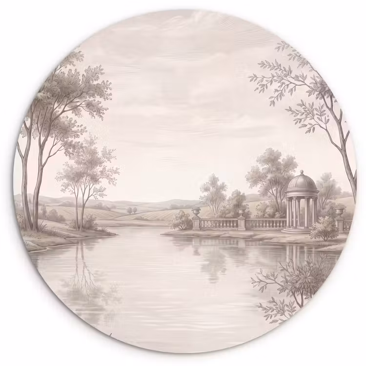 Terras - Water - Natuur - Landschap Wandcirkel kunststof plaat 5mm dik klein -3d