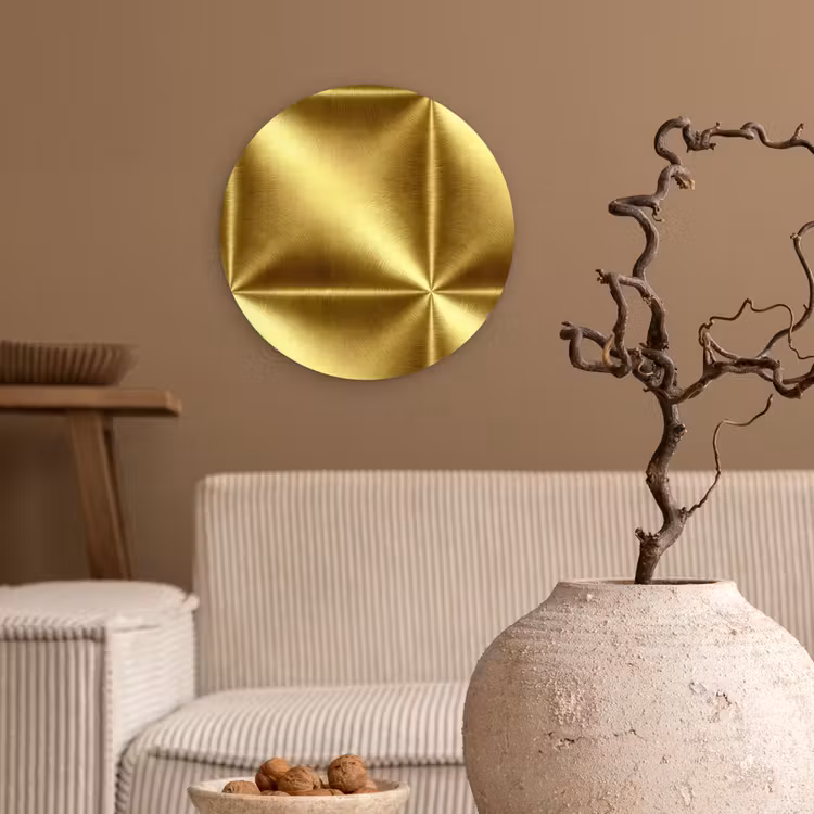Textuur - Geborsteld Goud - Industrieel - Metallic Wandcirkel kunststof plaat 5mm dik klein 188 -sfeer1