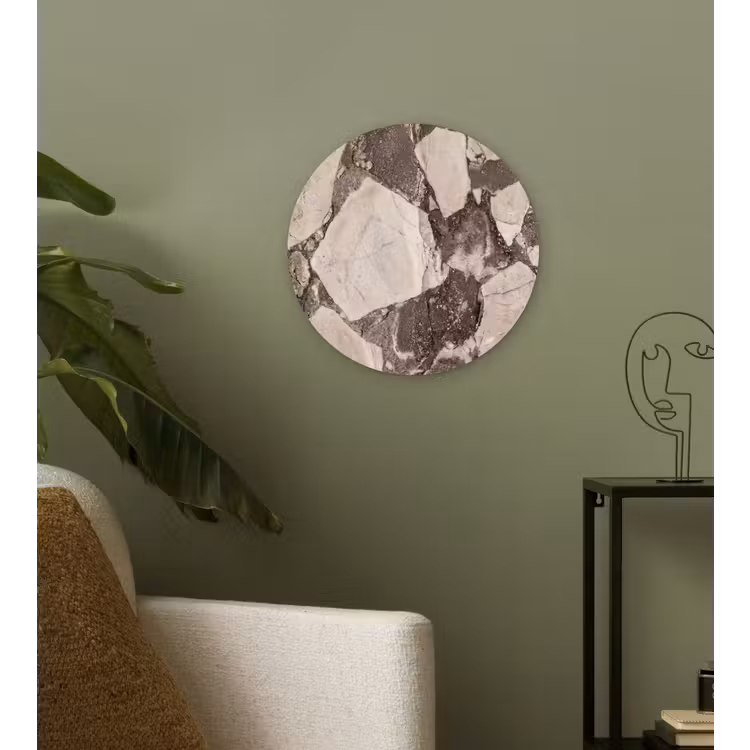 Textuur - Marmer - Abstract - Beige - Bruin Wandcirkel kunststof plaat 5mm dik klein -sfeer3