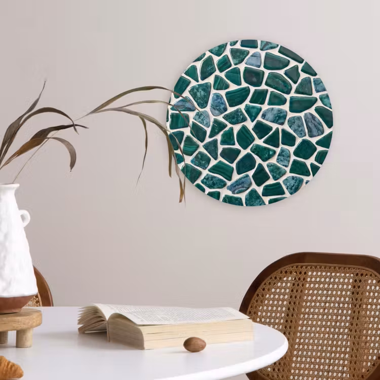 Textuur - Steen - Groen - Abstract - Patroon Wandcirkel kunststof plaat 5mm dik klein -sfeer4