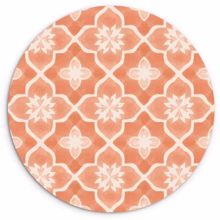 Tegelpatroon - Arabesk - Vintage - Terracotta Wandcirkel kunststof plaat 5mm dik klein 188 -3d