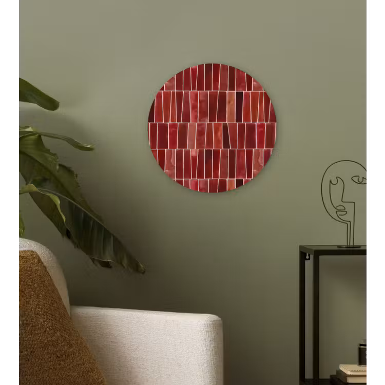 Tegels - Modern - Structuur - Dieprood Wandcirkel kunststof plaat 5mm dik klein 188 -sfeer3