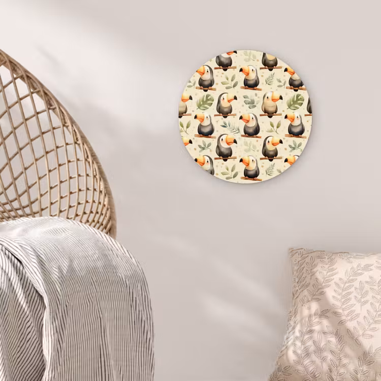 Toekans - Exotisch - Kleurrijk Wandcirkel kunststof plaat 5mm dik klein 188 -sfeer5