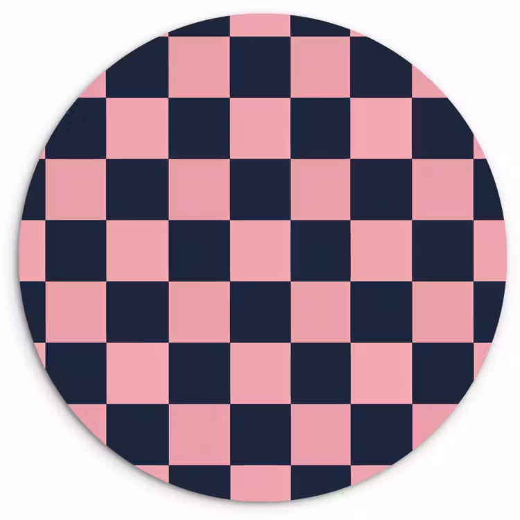 Traditioneel - Patroon - Blauw - Roze Wandcirkel kunststof plaat 5mm dik klein 188 -3d