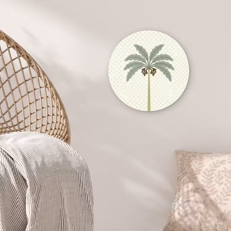 Boom - Bladeren - Groen - Decoratief - Beige Wandcirkel kunststof plaat 5mm dik klein -sfeer5
