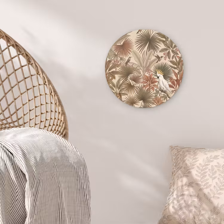 Tropisch - Vogels - Beige Wandcirkel kunststof plaat 5mm dik klein -sfeer5