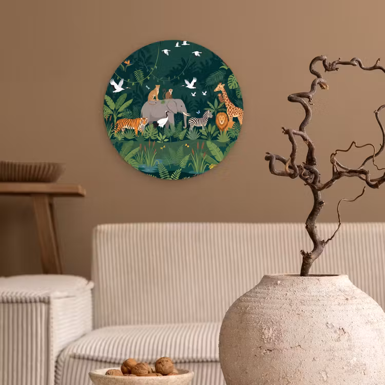 Tropisch - Jungle - Groen Wandcirkel kunststof plaat 5mm dik klein -sfeer1
