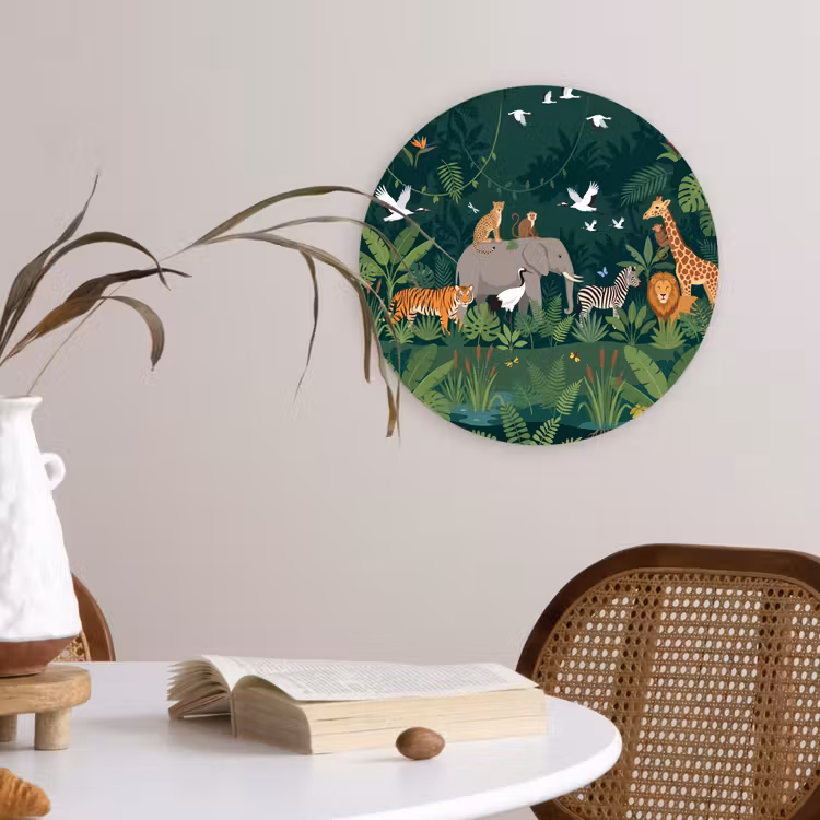 Tropisch - Jungle - Groen Wandcirkel kunststof plaat 5mm dik klein -sfeer4