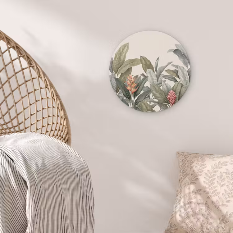 Tropisch - Planten - Modern - Groen Wandcirkel kunststof plaat 5mm dik klein -sfeer5