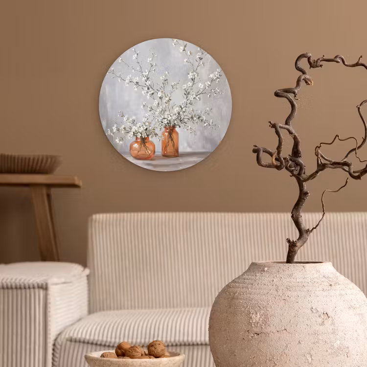 Vazen - Bloemen - Oranje Wandcirkel kunststof plaat 5mm dik klein -sfeer1