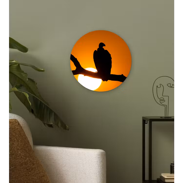 Gier - Tak - Zon - Oranje Wandcirkel kunststof plaat 5mm dik klein -sfeer3
