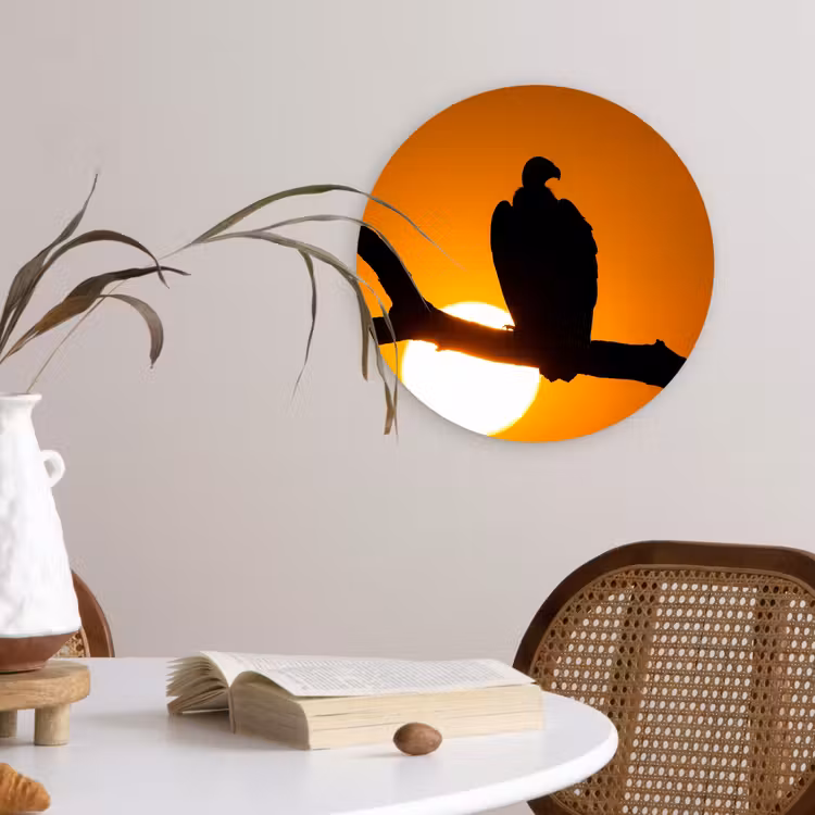 Gier - Tak - Zon - Oranje Wandcirkel kunststof plaat 5mm dik klein -sfeer4