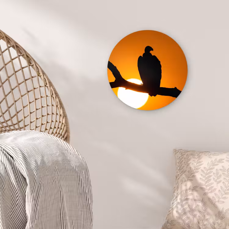 Gier - Tak - Zon - Oranje Wandcirkel kunststof plaat 5mm dik klein -sfeer5