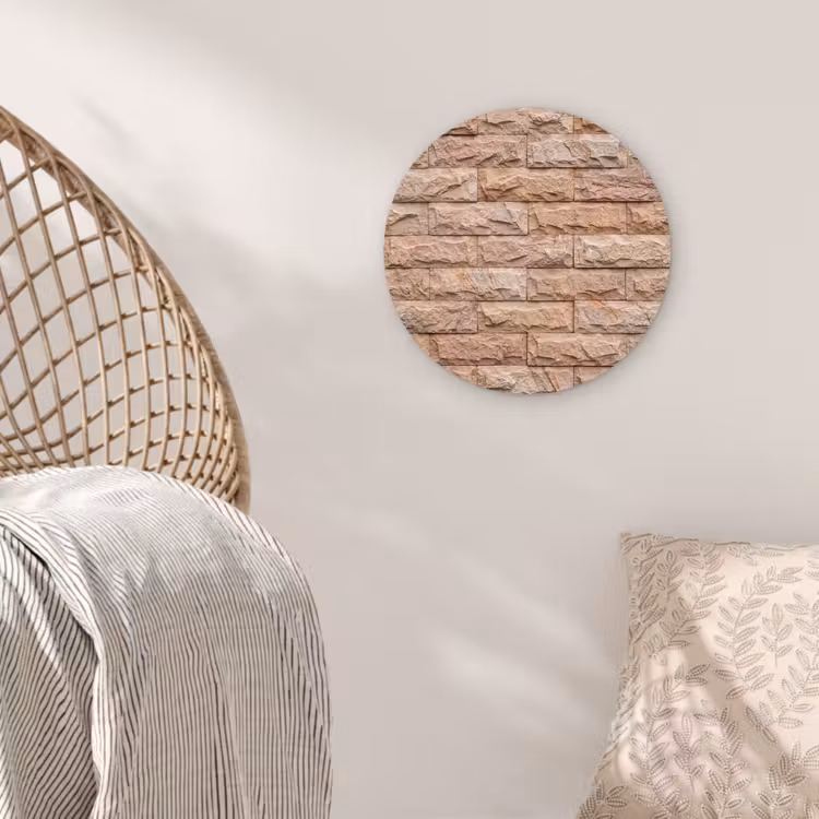 Muur - Steen - Ruw - Textuur - Beige Wandcirkel kunststof plaat 5mm dik klein -sfeer5