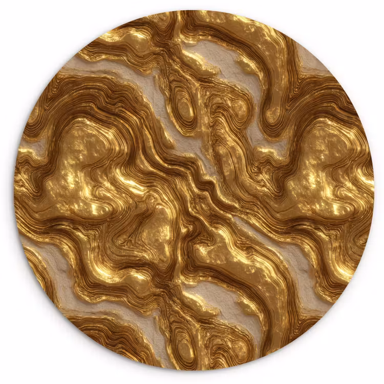 Golven - Organisch - Goud - Crème Wandcirkel kunststof plaat 5mm dik klein 188 -3d