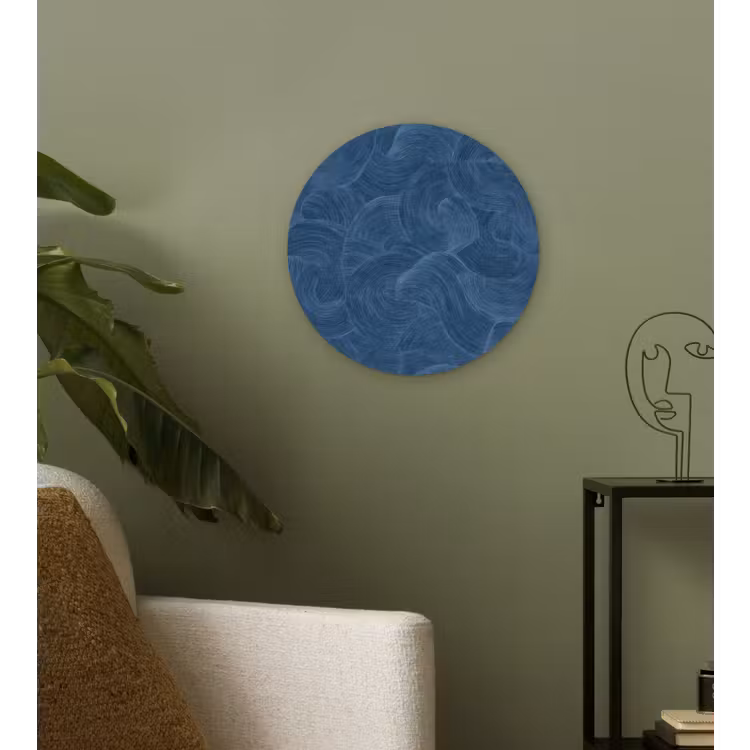 Golven - Textuur - Patroon - Blauw Wandcirkel kunststof plaat 5mm dik klein 188 -sfeer3