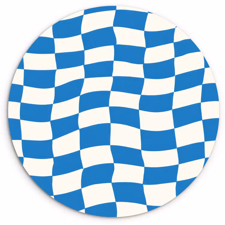 Golvend - Patroon - Blauw Wandcirkel kunststof plaat 5mm dik klein 188 -3d