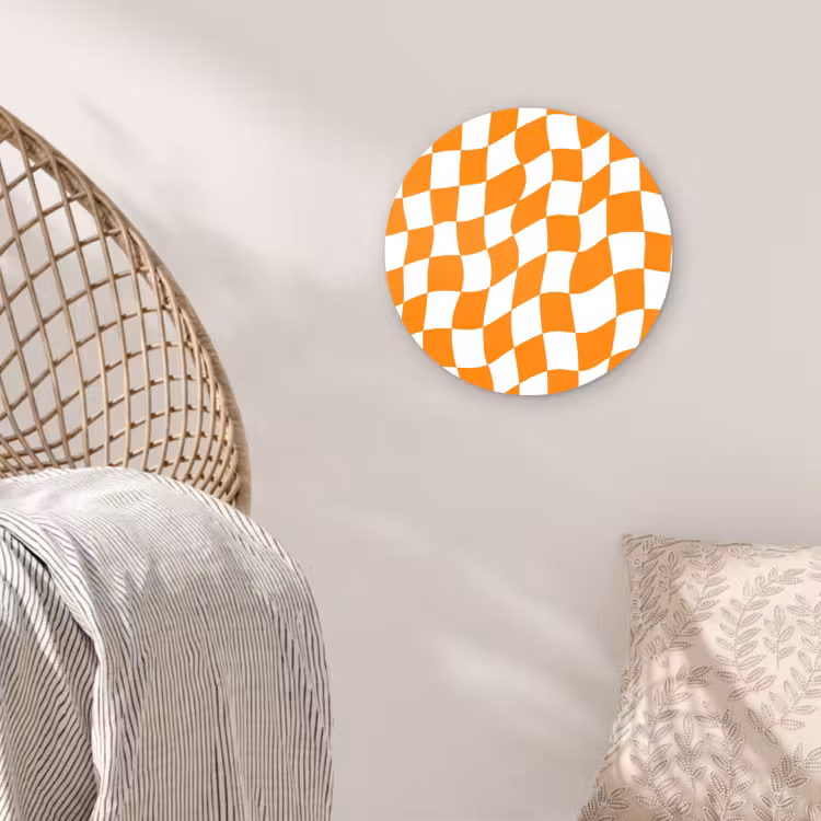 Golvend - Patroon - Oranje Wandcirkel kunststof plaat 5mm dik klein 188 -sfeer5