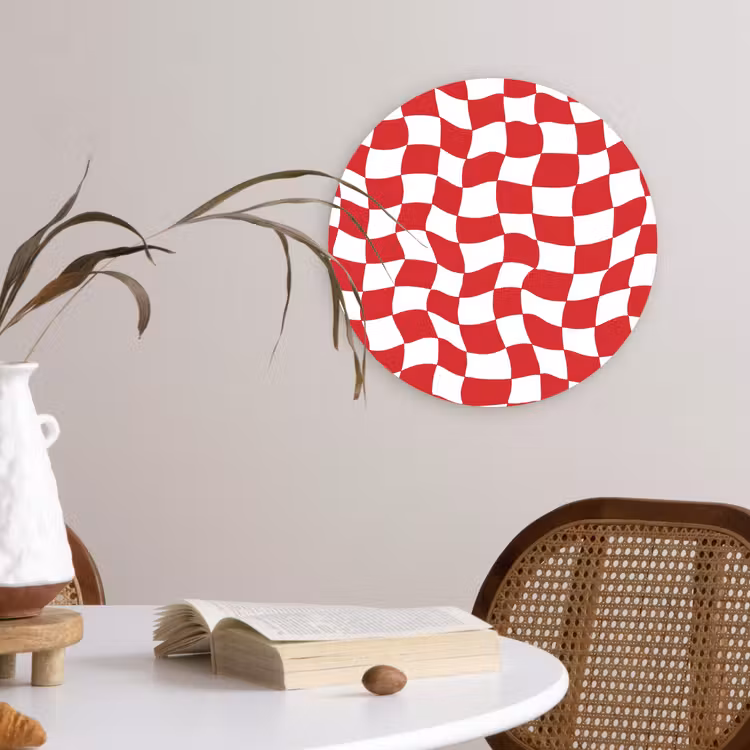 Golvend - Patroon - Rood Wandcirkel kunststof plaat 5mm dik klein 188 -sfeer4