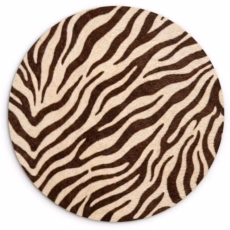 Zebra - Strepen - Bruin Wandcirkel kunststof plaat 5mm dik klein -3d