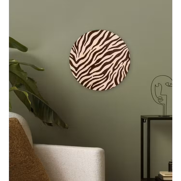 Zebra - Strepen - Bruin Wandcirkel kunststof plaat 5mm dik klein -sfeer3