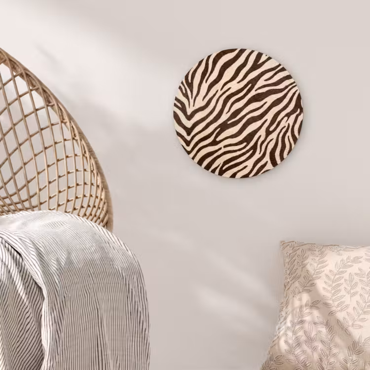 Zebra - Strepen - Bruin Wandcirkel kunststof plaat 5mm dik klein -sfeer5