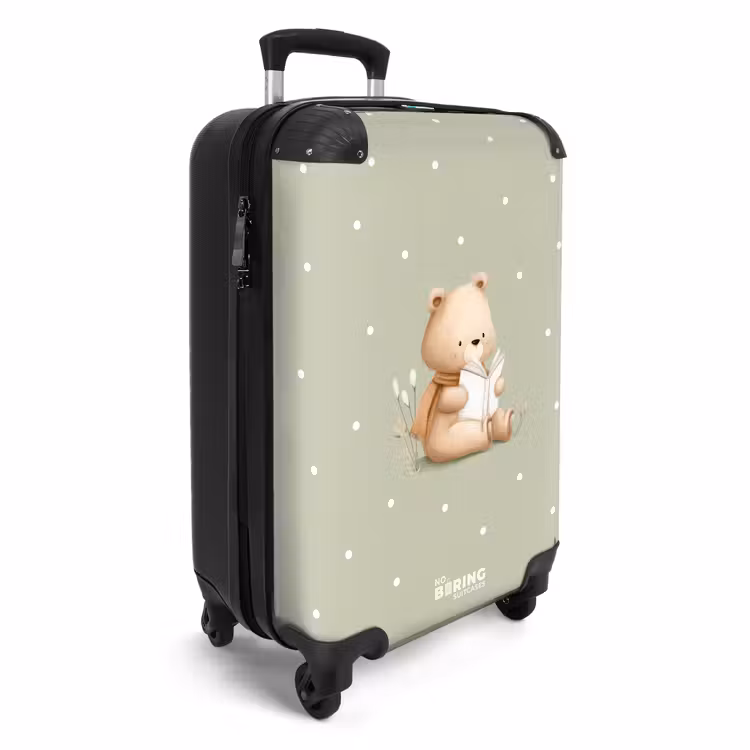 Een bruine beer die een boek leest - Groen NBS - Handbagage koffer - Volwassenen Unisex middel -productfoto_3d