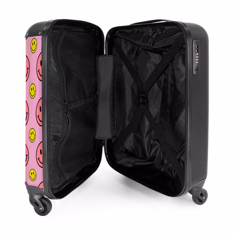 All smiles roze NBS - Handbagage koffer - Unisex middel -binnenkant