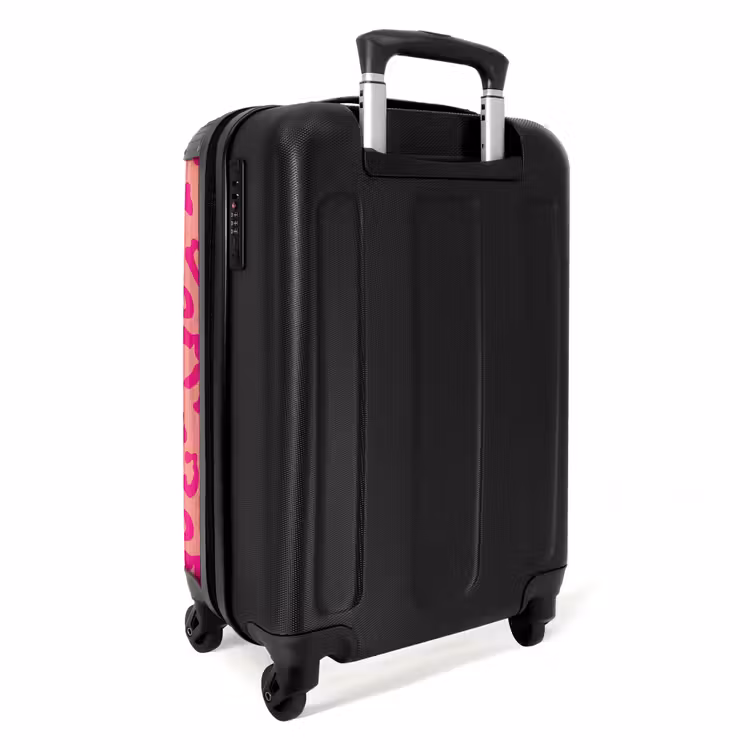 Dierenprints - Panterprint koffer in roze en koraalroze NBS - Handbagage koffer - Unisex middel -achterkant