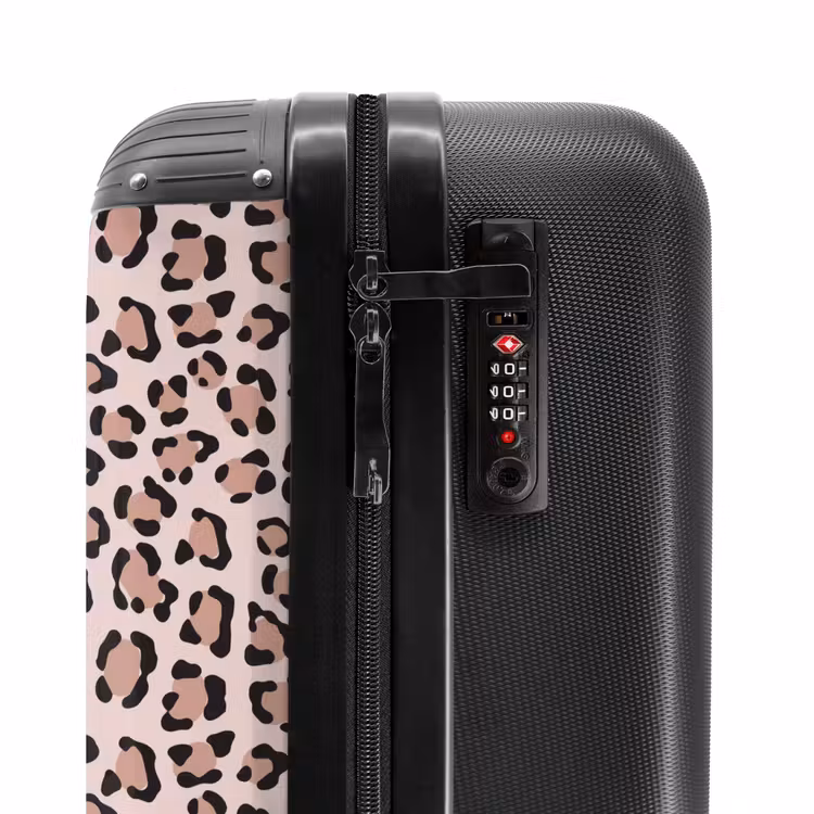 Dierlijke vlekken op lichtroze NBS - Handbagage koffer - Volwassenen Unisex middel -slot