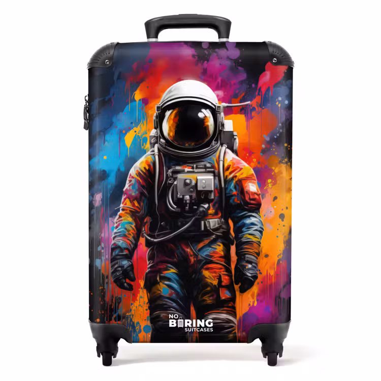 Astronaut omringd door graffiti NBS - Handbagage koffer - Unisex middel -productfoto_recht