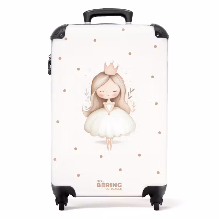 Ballerina prinses tussen beige stippen NBS - Handbagage koffer - Volwassenen Unisex middel -productfoto_recht