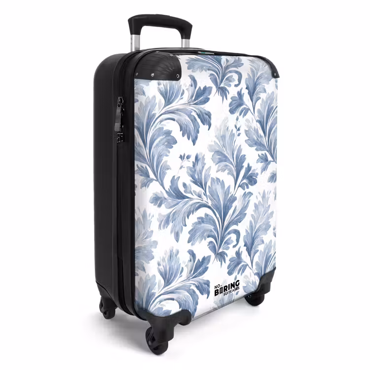 Barok bladeren patroon blauw NBS - Handbagage koffer - Volwassenen Unisex middel -productfoto_3d
