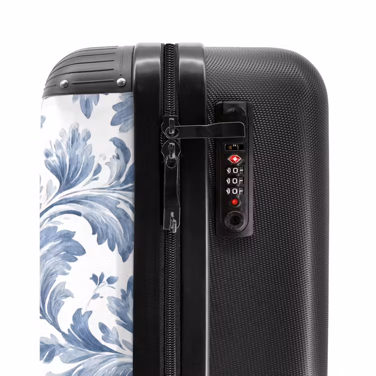 Barok bladeren patroon blauw NBS - Handbagage koffer - Volwassenen Unisex middel -slot