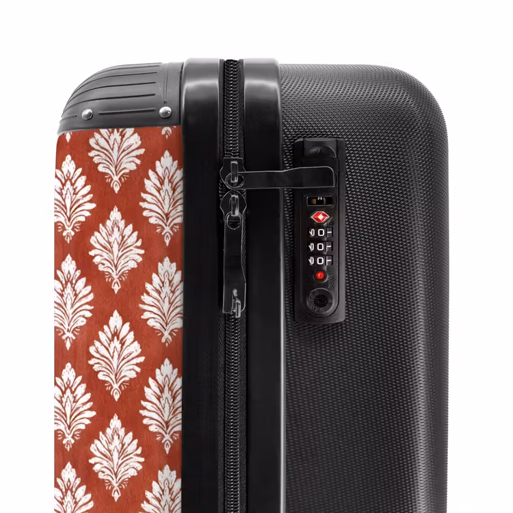 Barok print rood NBS - Handbagage koffer - Volwassenen Unisex middel -slot