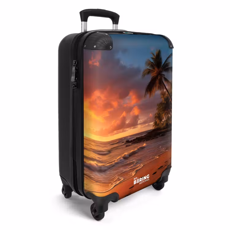 Strand met palmboom bij zonsondergang NBS - Handbagage koffer - Unisex middel -productfoto_3d