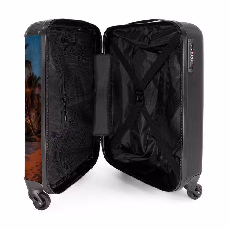 Strand met palmboom bij zonsondergang NBS - Handbagage koffer - Unisex middel -binnenkant