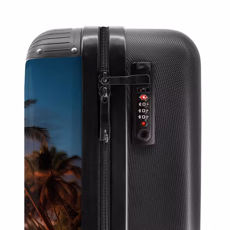 Strand met palmboom bij zonsondergang NBS - Handbagage koffer - Unisex middel -slot