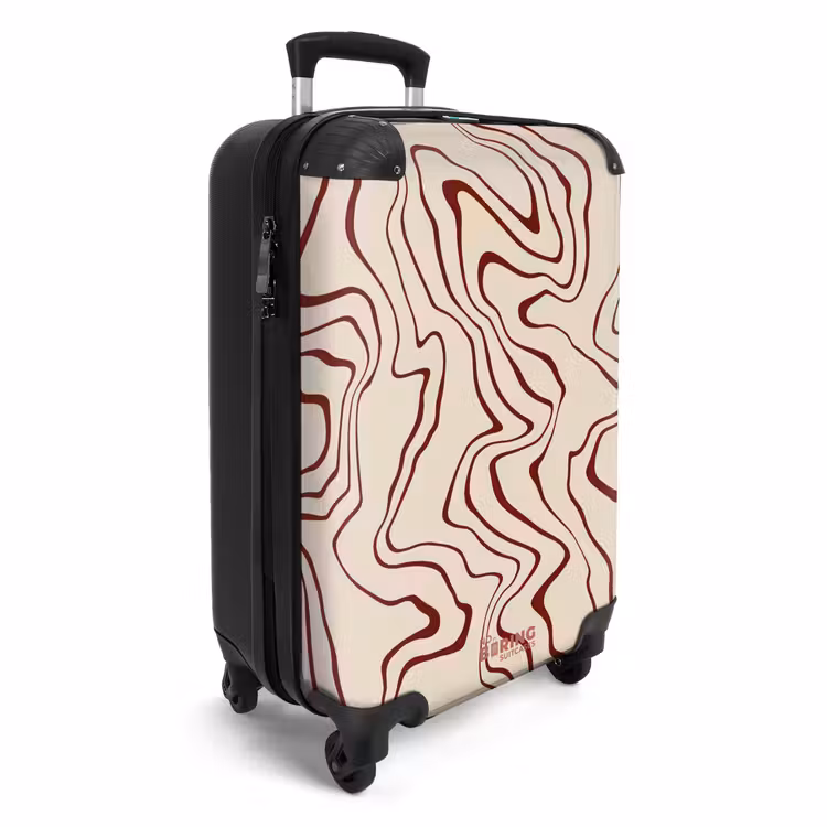 Beige achtergrond met abstracte rode lijnen NBS - Handbagage koffer - Unisex middel -productfoto_3d
