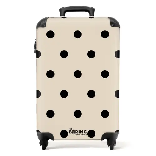 Beige achtergrond met zwarte stippen NBS - Handbagage koffer - Unisex middel -productfoto_recht