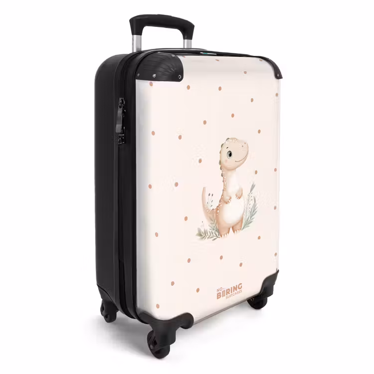 Beige dino op een stippen achtergrond NBS - Handbagage koffer - Volwassenen Unisex middel -productfoto_3d