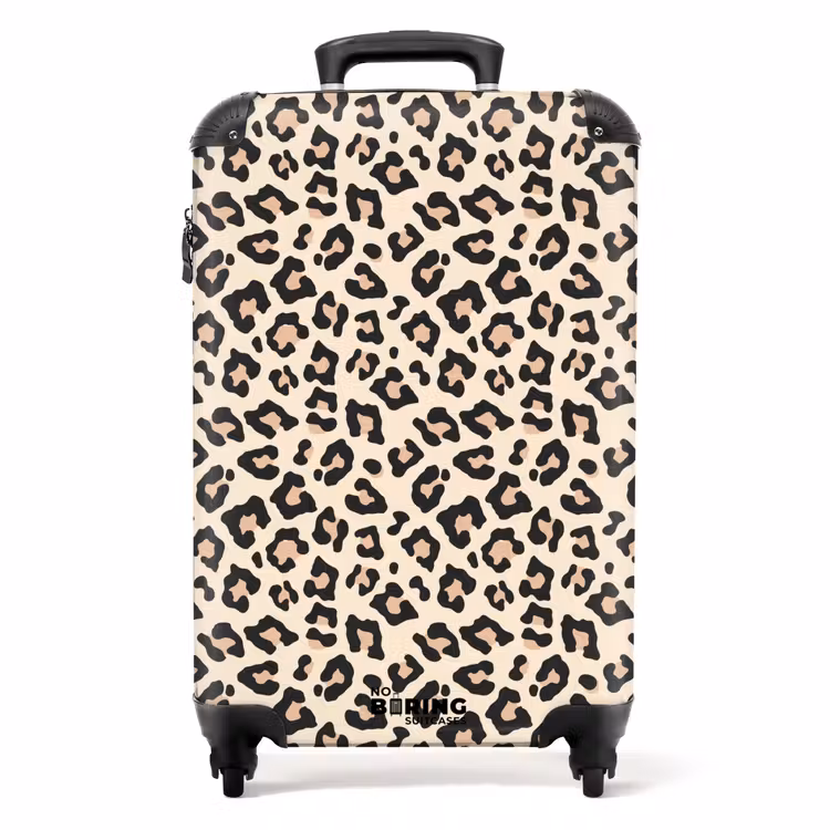 Beige luipaardvlekkenpatroon NBS - Handbagage koffer - Volwassenen Unisex middel -productfoto_recht