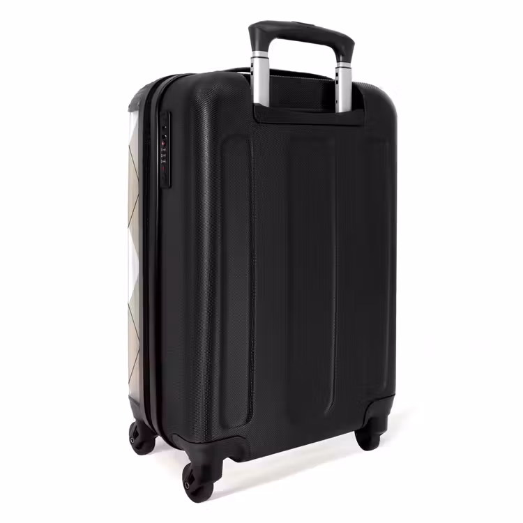 Beige ruiten patroon NBS - Handbagage koffer - Unisex middel -achterkant